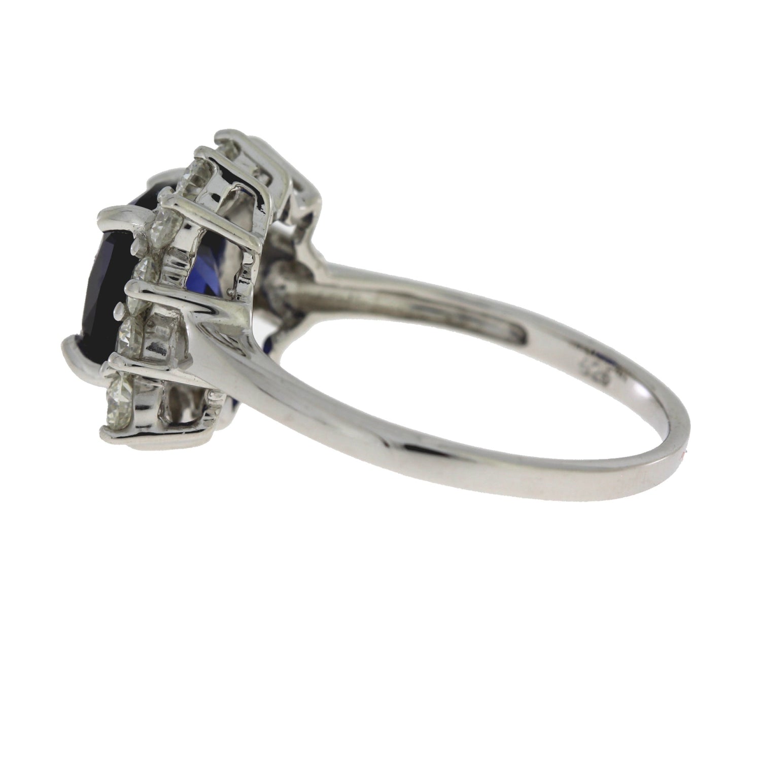 Created Sapphire Moissanite Ring Sterling Silver by Bids.com