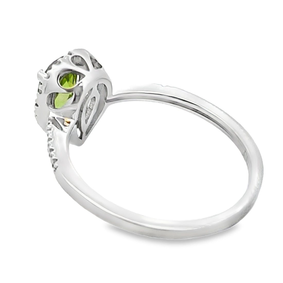 Genuine 1.10ct Peridot Diamond Ring 14KT White Gold by Bids.com