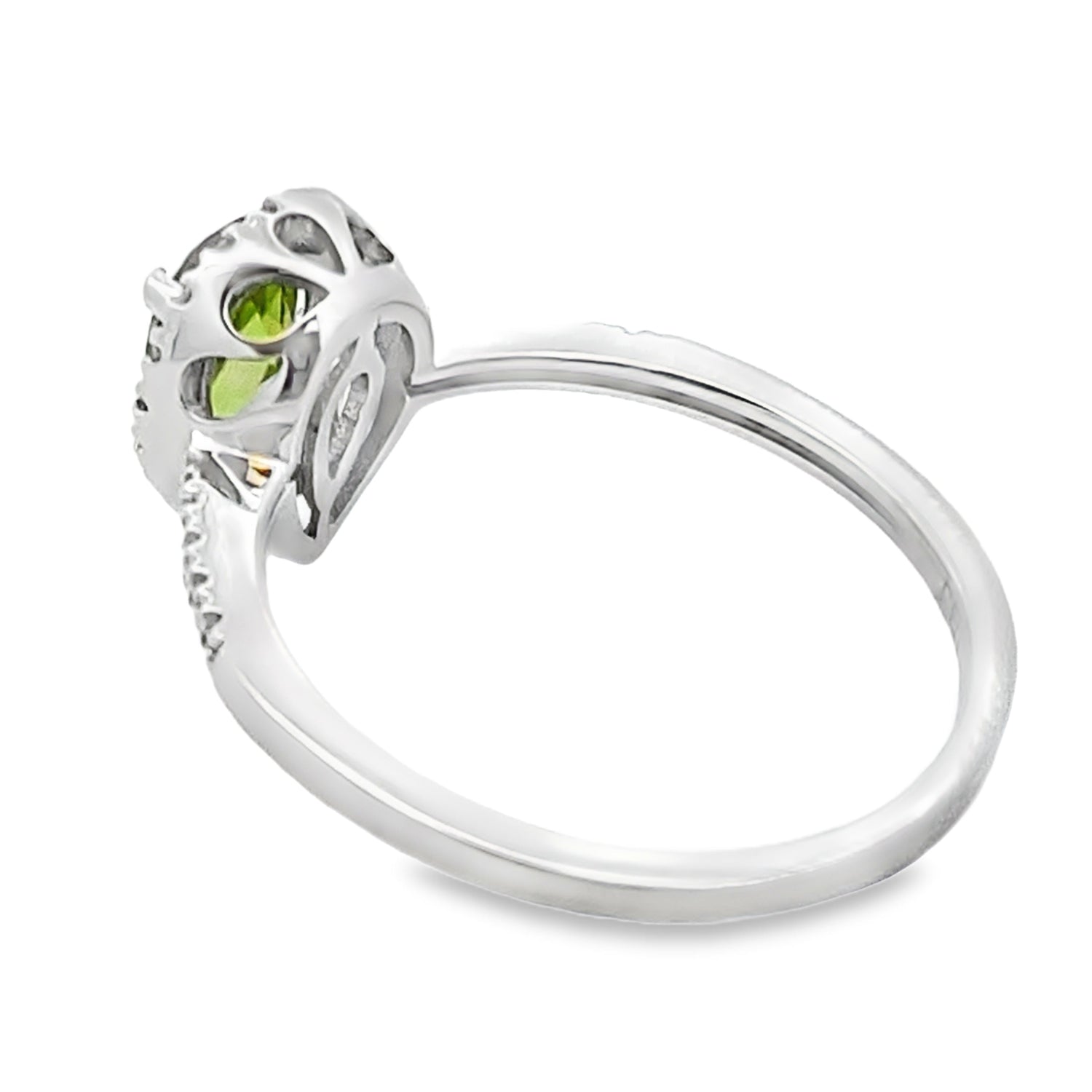Genuine 1.10ct Peridot Diamond Ring 14KT White Gold by Bids.com