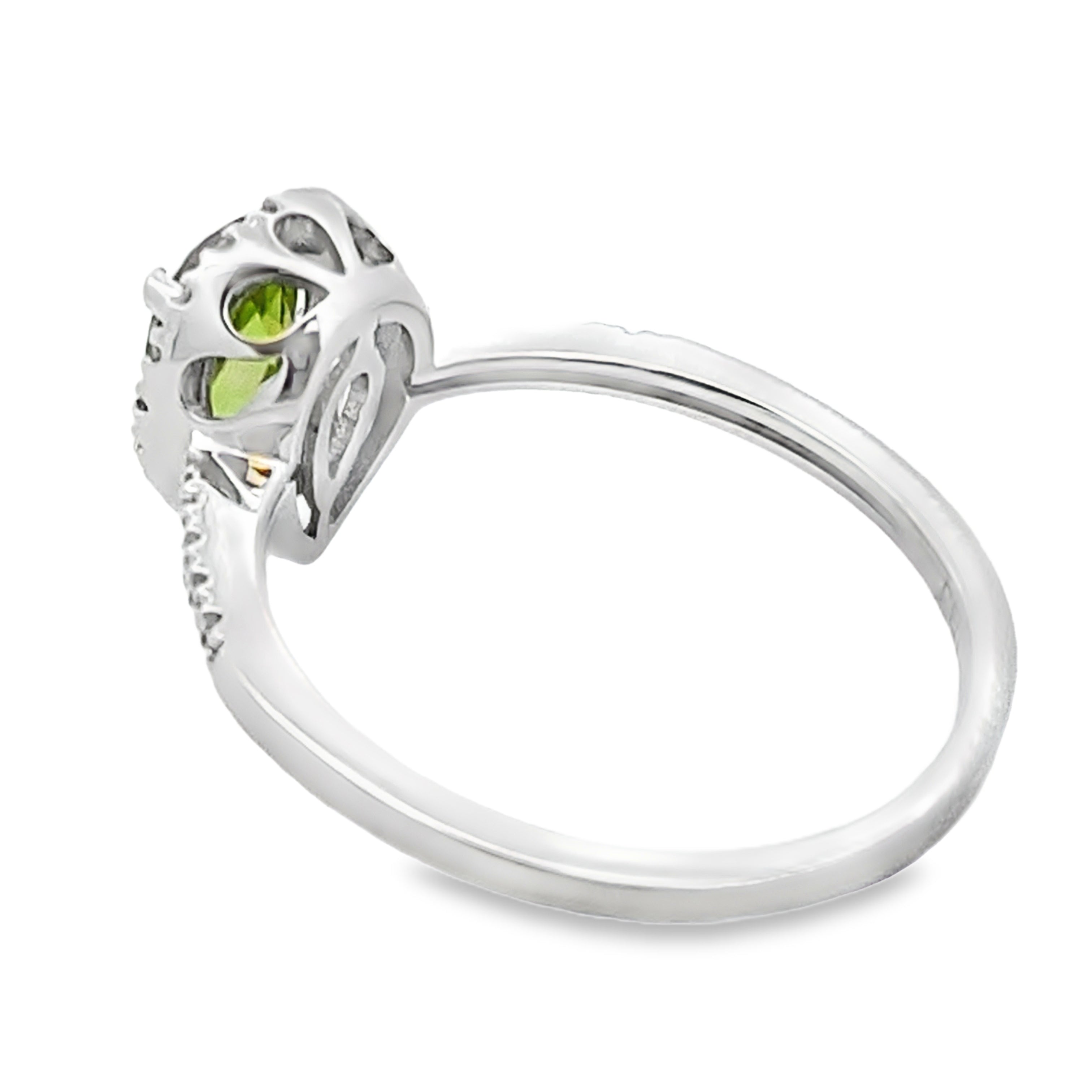 Genuine 1.10ct Peridot Diamond Ring 14KT White Gold by Bids.com