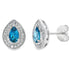 London Blue Topaz Diamond Stud Earrings 10KT White Gold by Bids.com