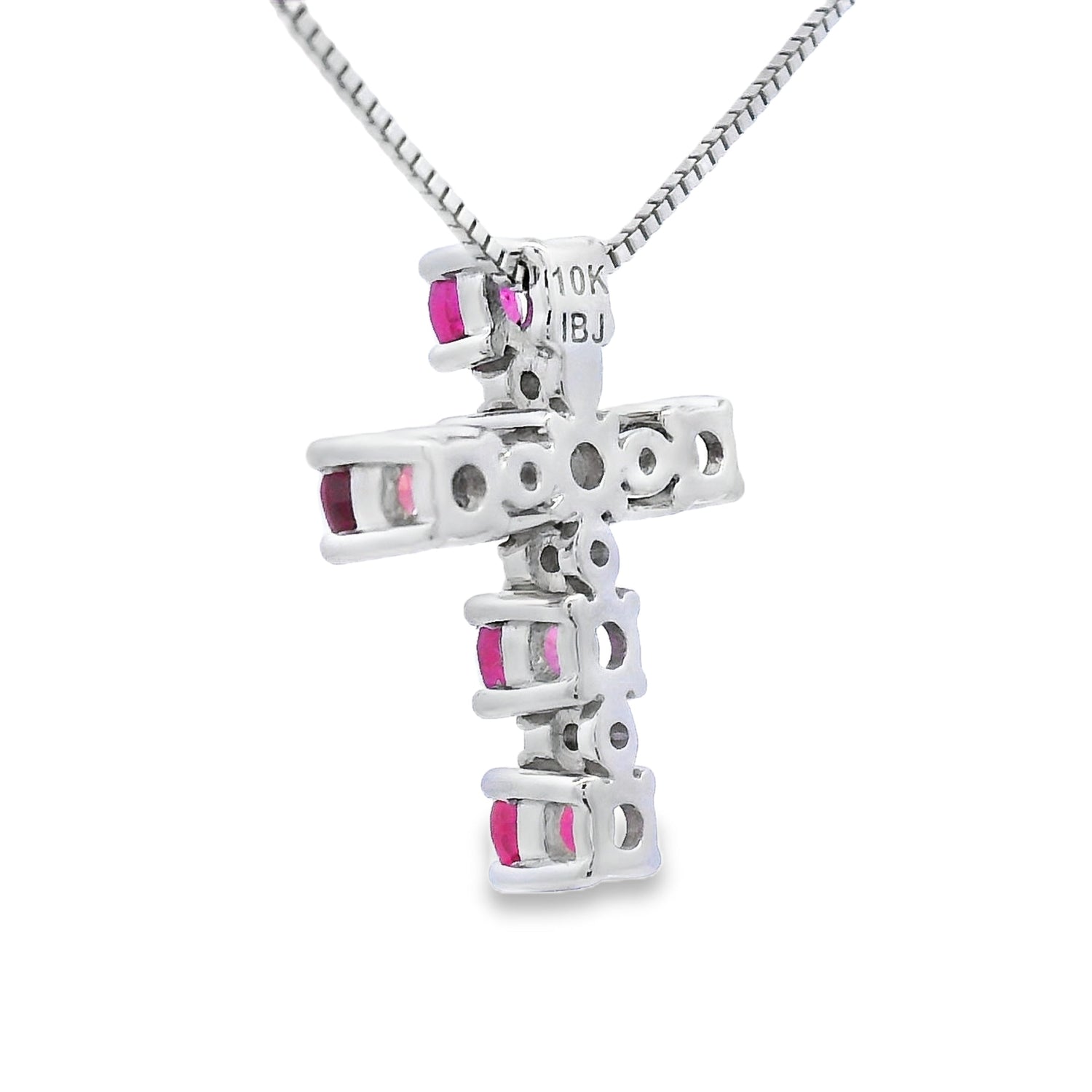 Ruby Diamond Cross Religious Pendant 10KT White Gold by Bids.com