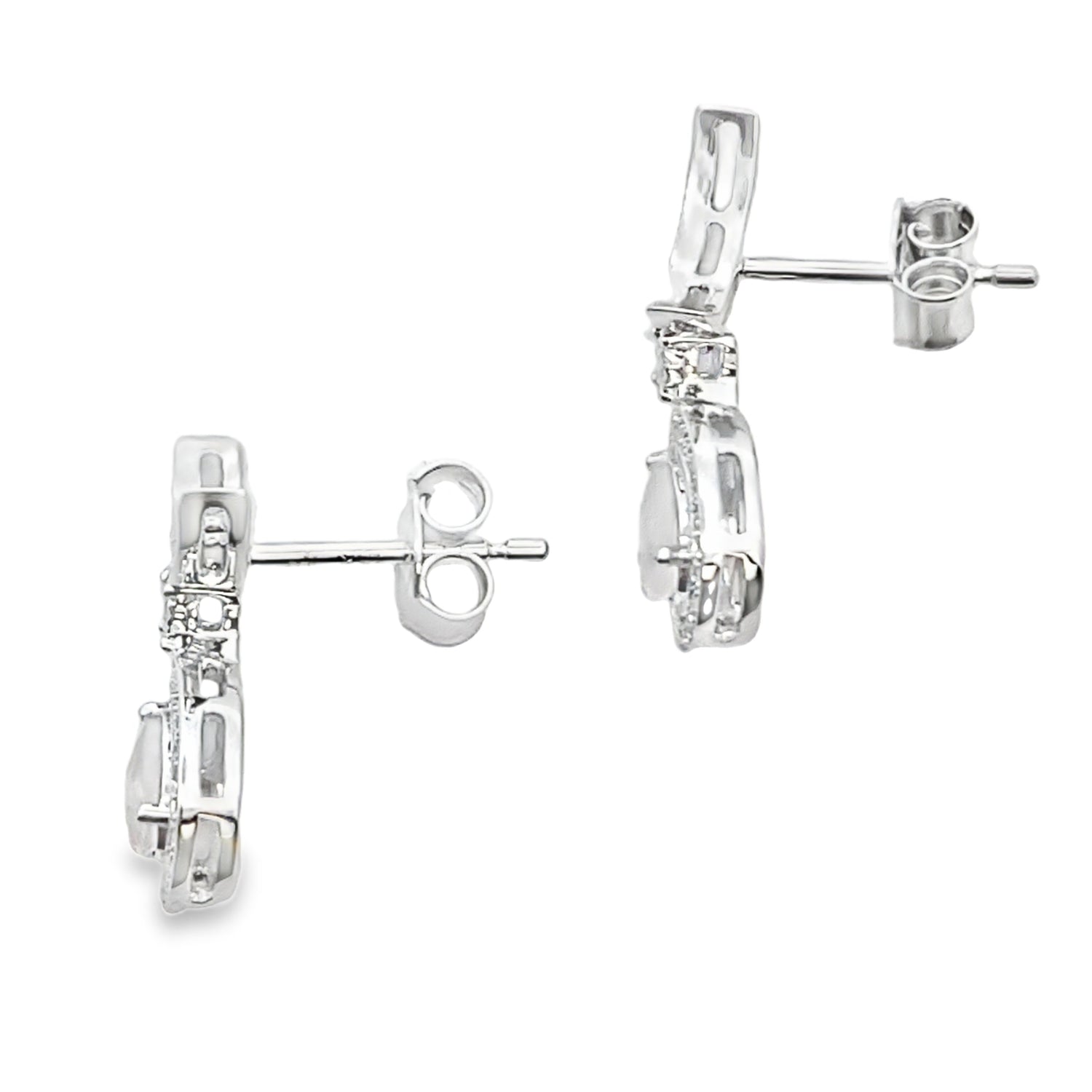 Rose Quartz Diamond Dangle Earrings 10KT White Gold by Bids.com