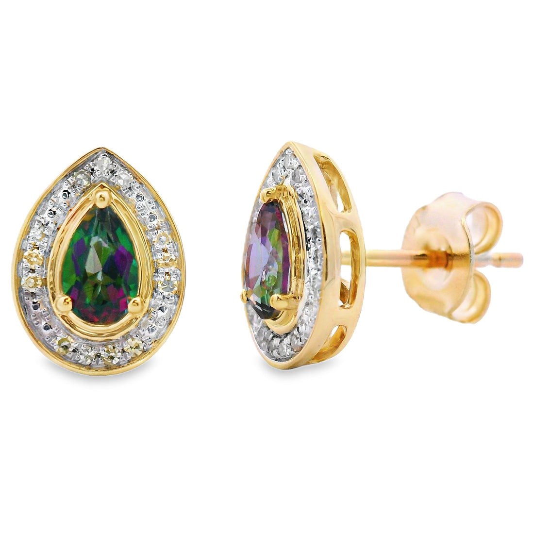 .64ct Mystic Fire Topaz Stud Earrings 10KT Yellow Gold by Bids.com