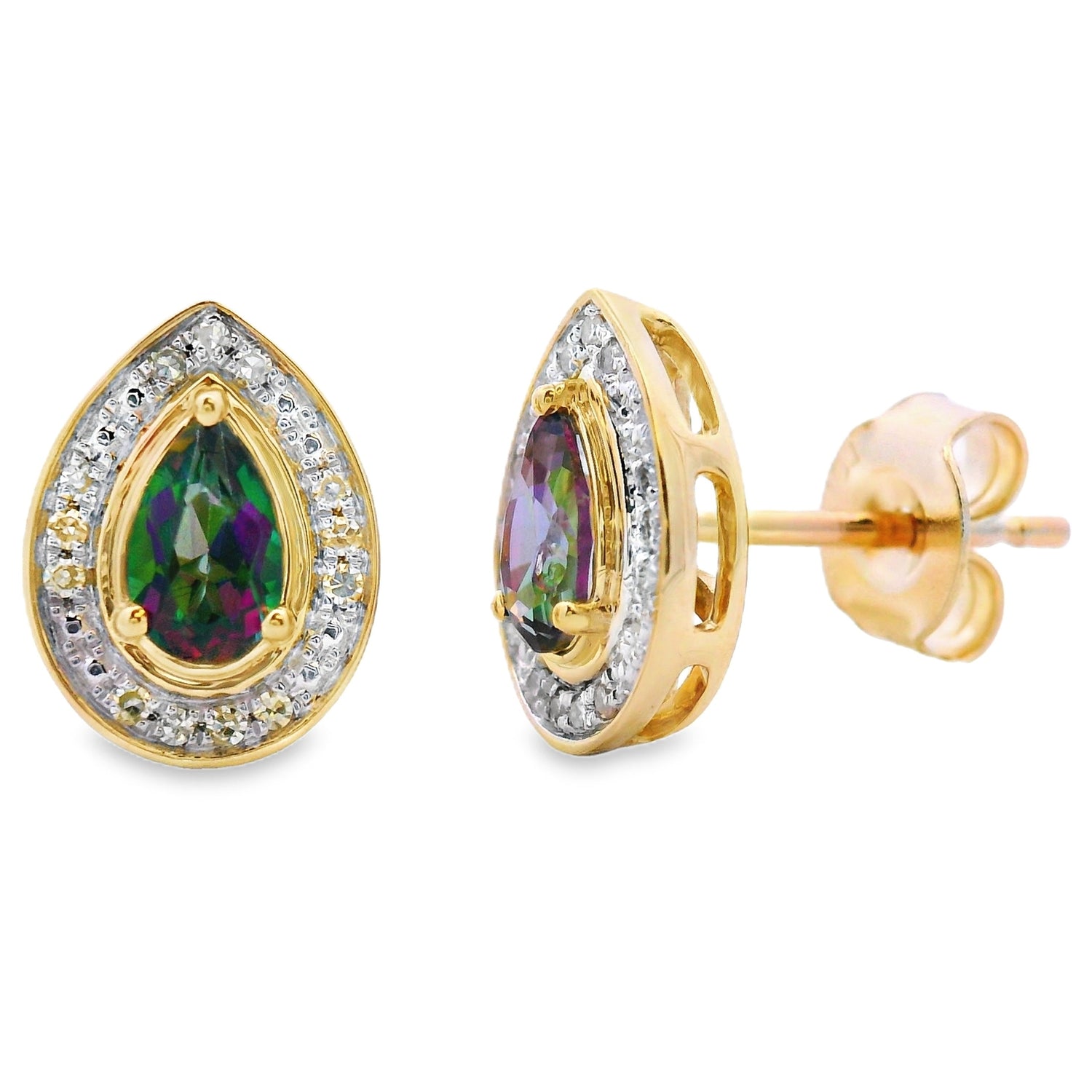 .64ct Mystic Fire Topaz Stud Earrings 10KT Yellow Gold by Bids.com
