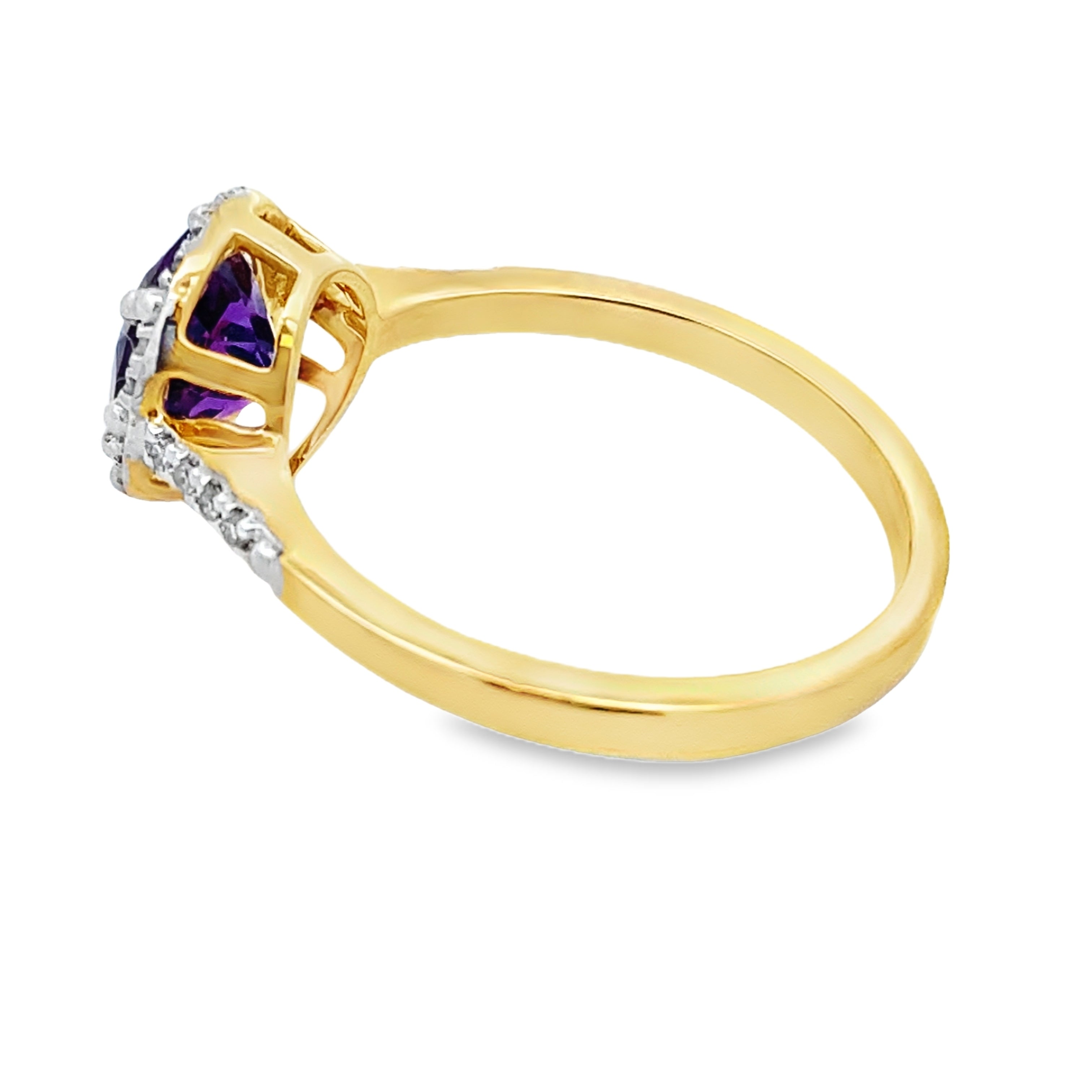 Genuine 1.35ct Amethyst Diamond Ring 10KT Yellow Gold by Bids.com
