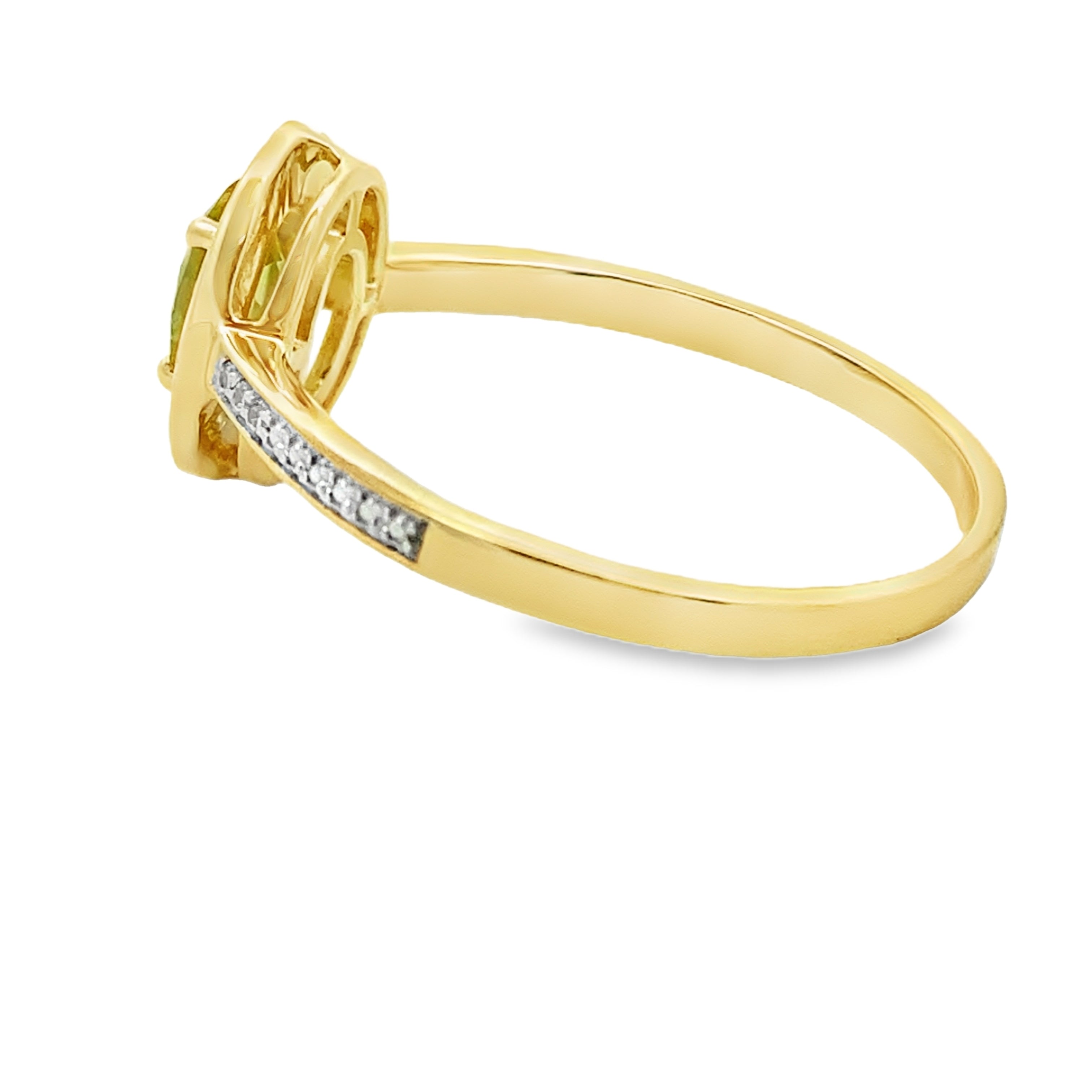 Genuine .55ct Peridot Diamond Ring 10KT Yellow Gold by Bids.com