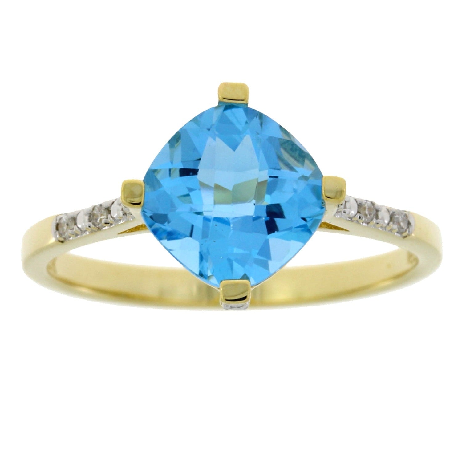Genuine 1.20ct Blue Topaz Diamond Ring 10KT Yellow Gold by Bids.com
