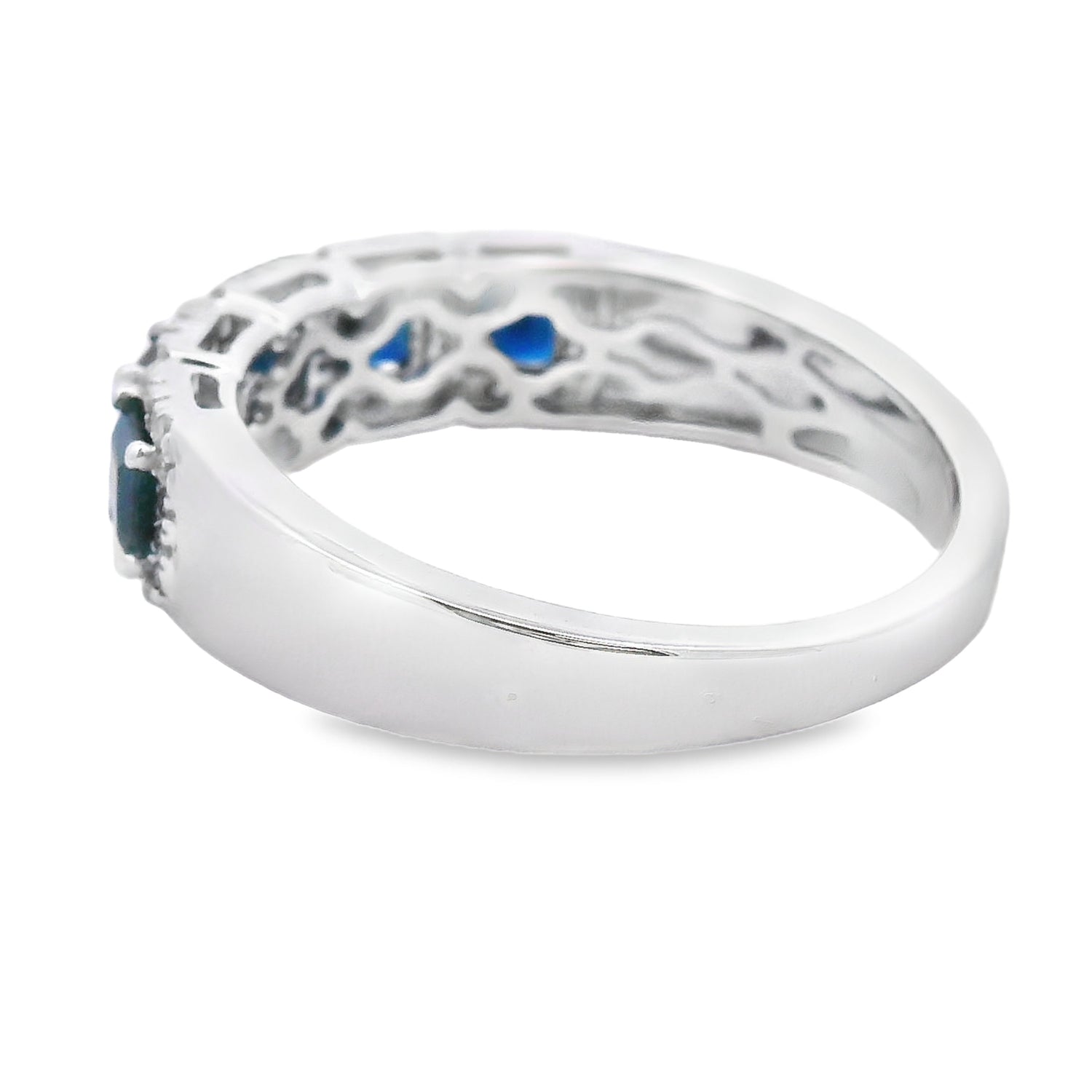 Sapphire Diamond Wedding Band Ring 10KT White Gold by Bids.com