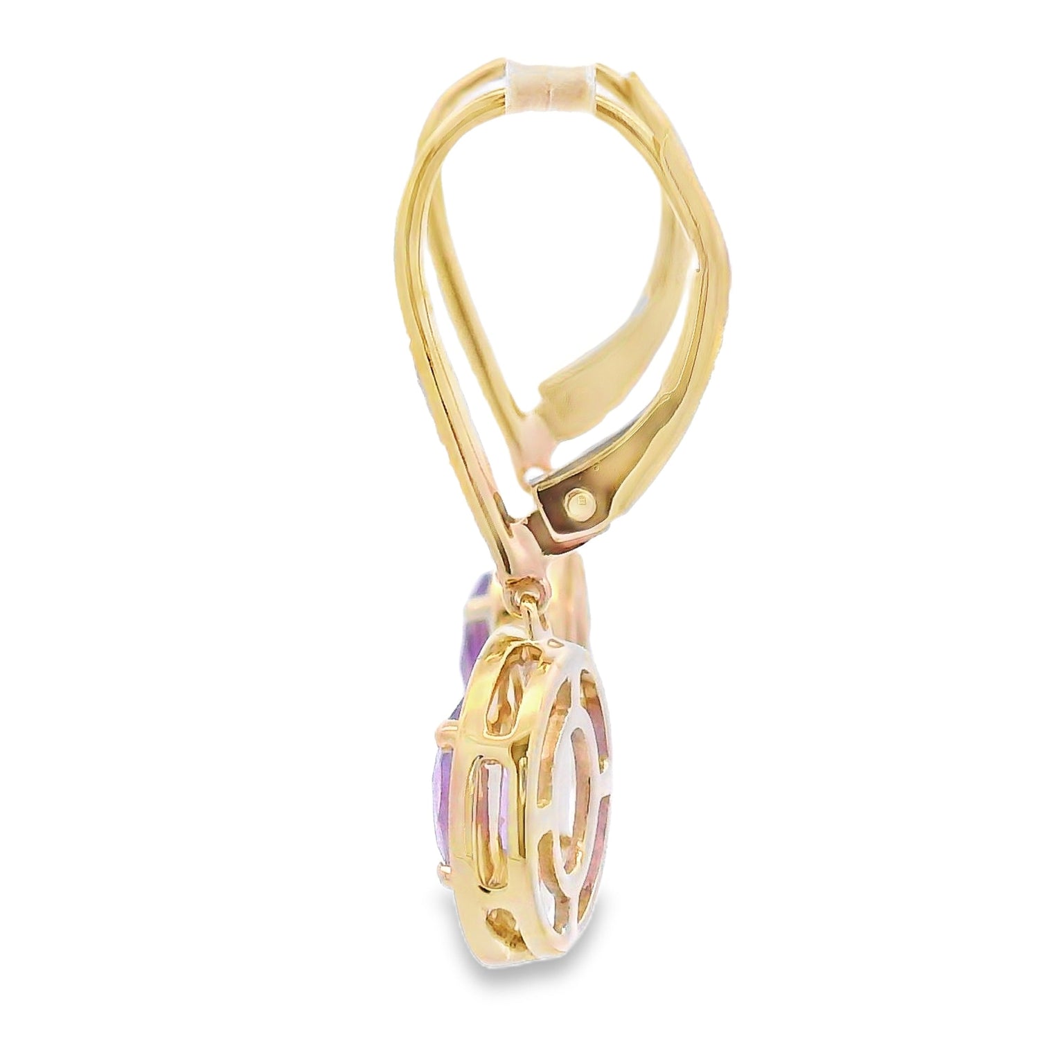 .98ct Amethyst Diamond Dangle Earrings 10KT Yellow Gold by Bids.com
