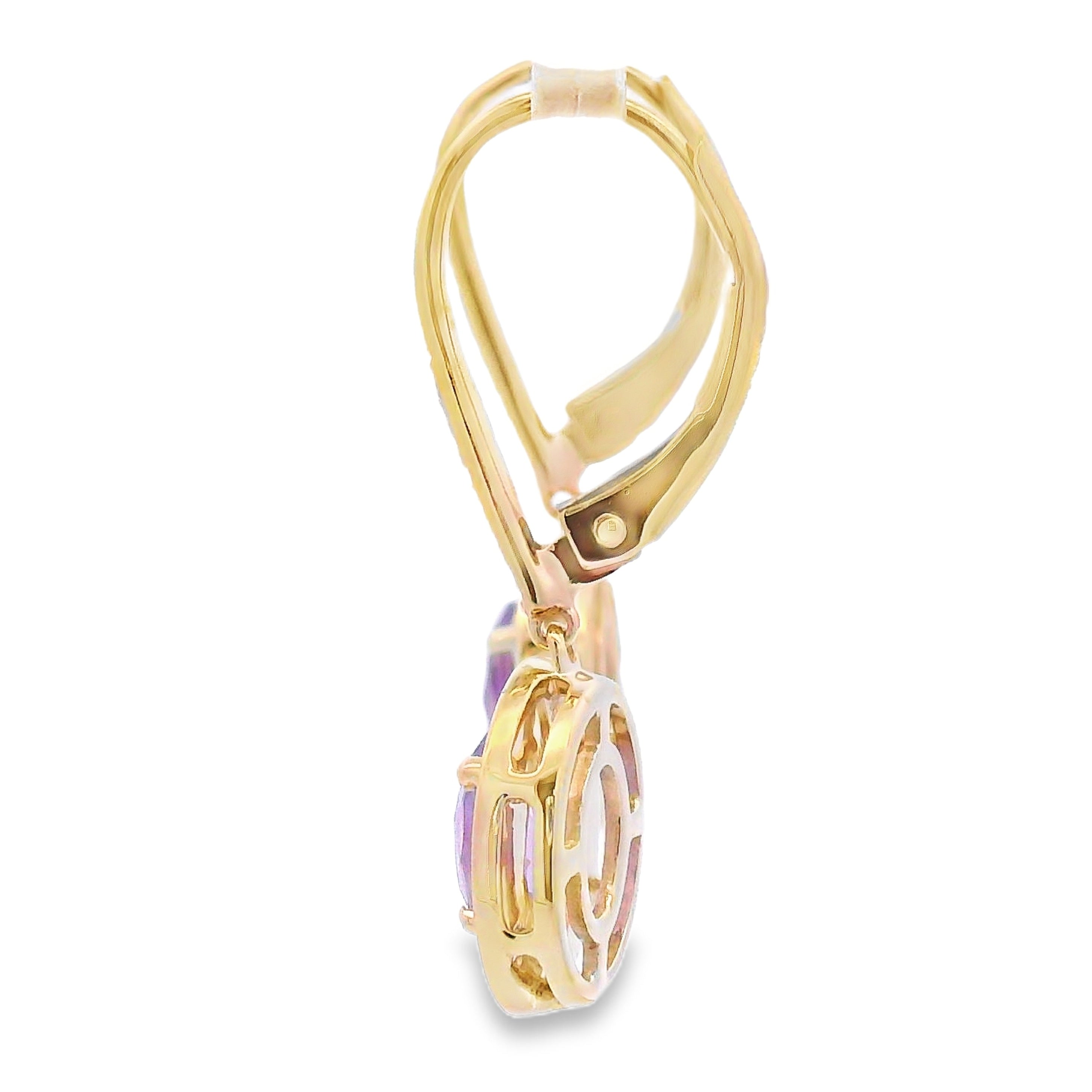 .98ct Amethyst Diamond Dangle Earrings 10KT Yellow Gold by Bids.com
