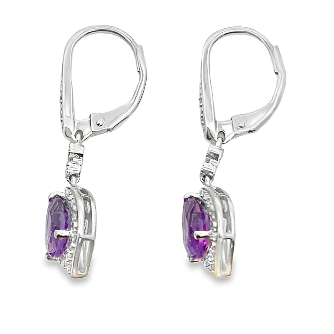 2.13ct Amethyst Diamond Dangle Earrings 10KT White Gold by Bids.com