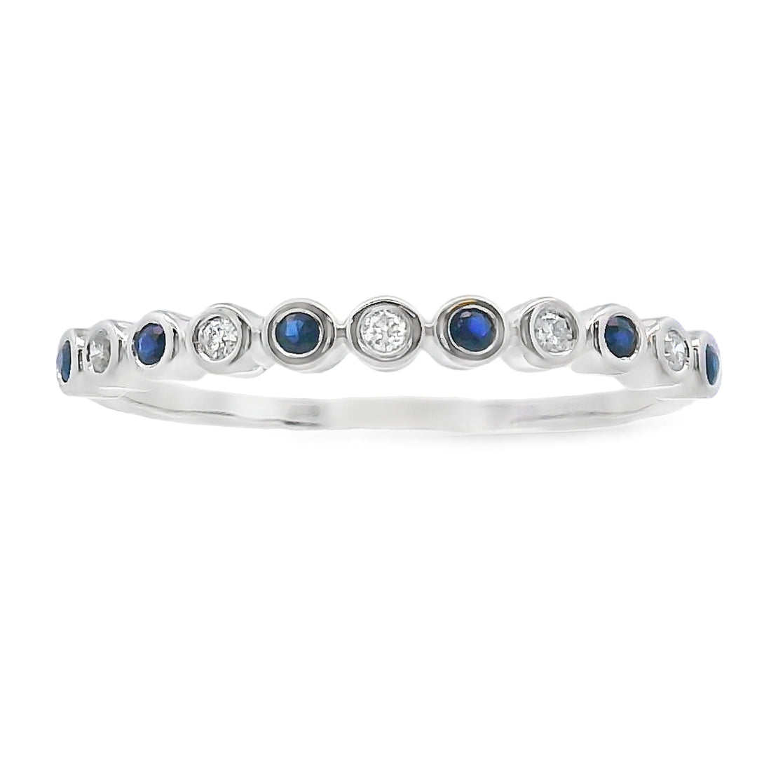 Sapphire Diamond stackable band set 14KT White Gold by Bids.com