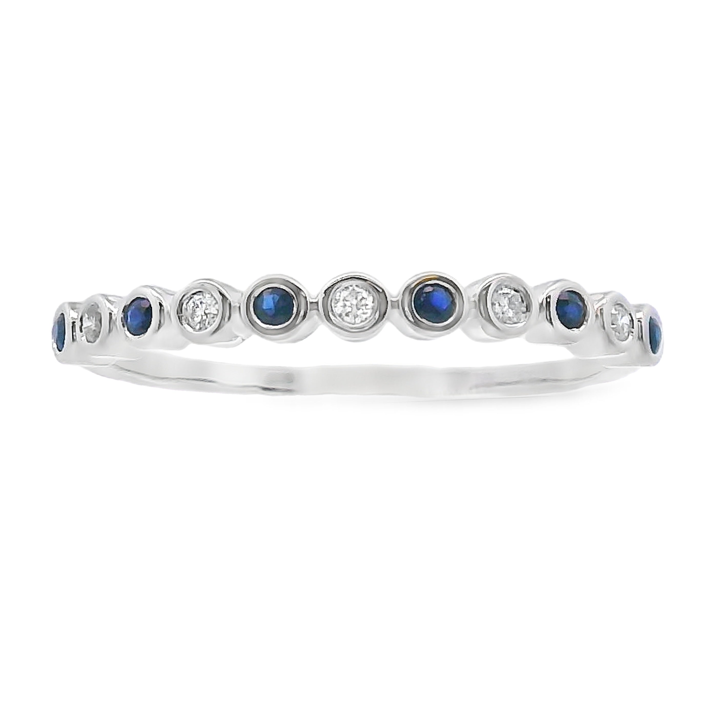 Sapphire Diamond stackable band set 14KT White Gold by Bids.com