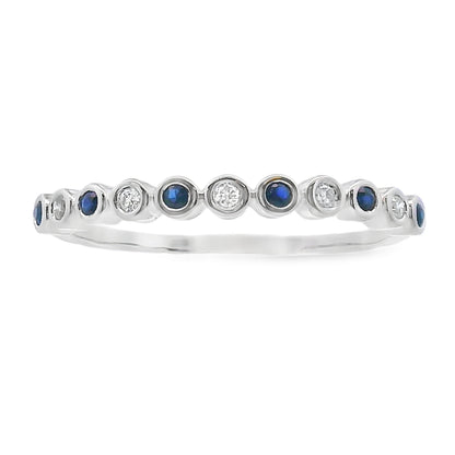 Sapphire Diamond stackable band set 14KT White Gold by Bids.com