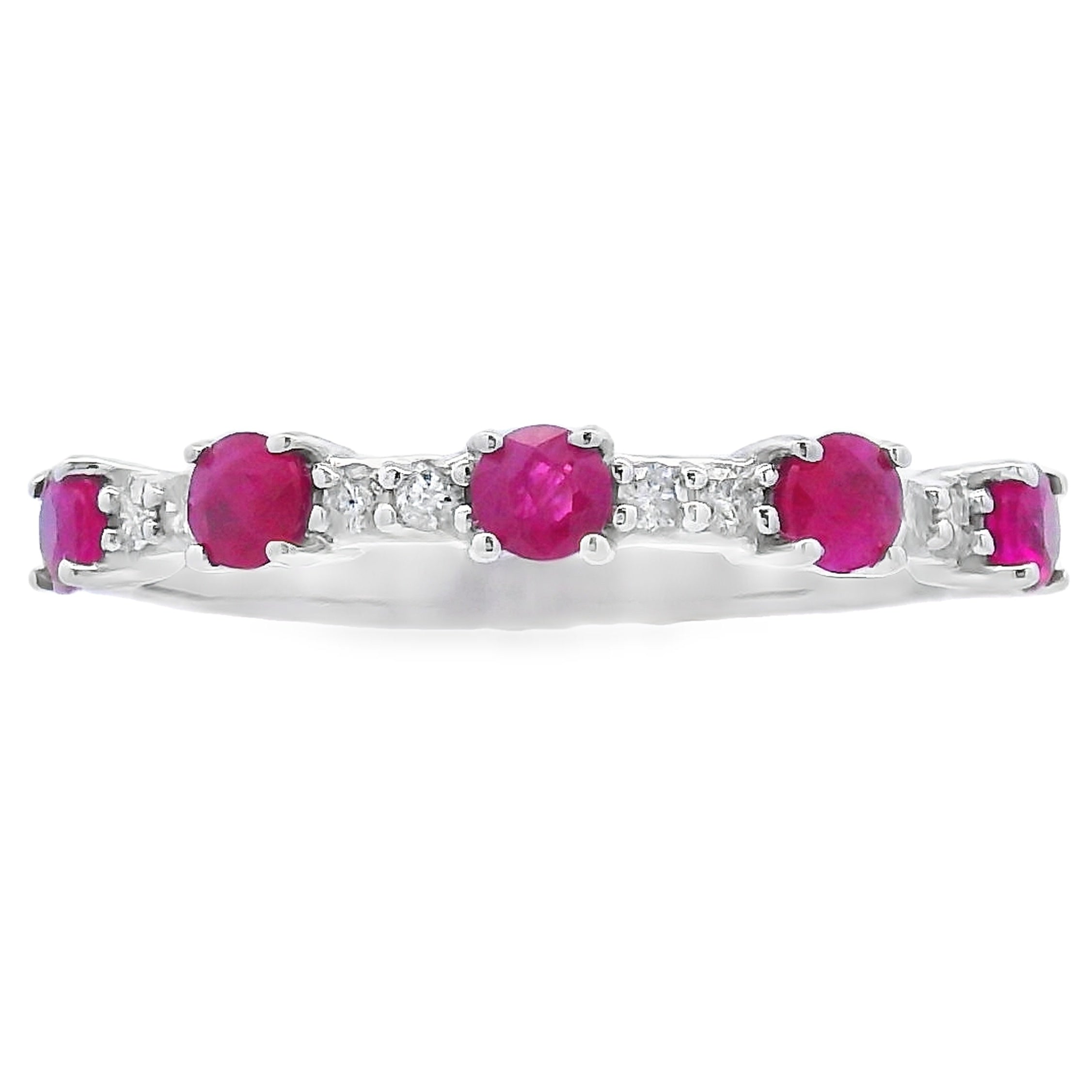 .70ct Ruby Diamond Wedding Band Ring 10KT White Gold by Bids.com