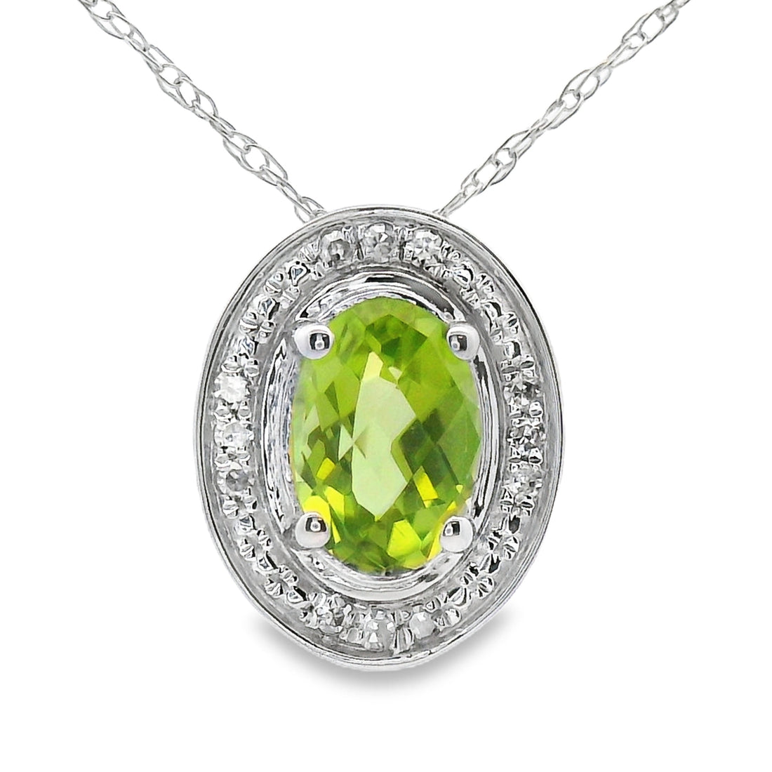 .52ct Peridot Diamond Fashion Pendants 10KT White Gold by Bids.com