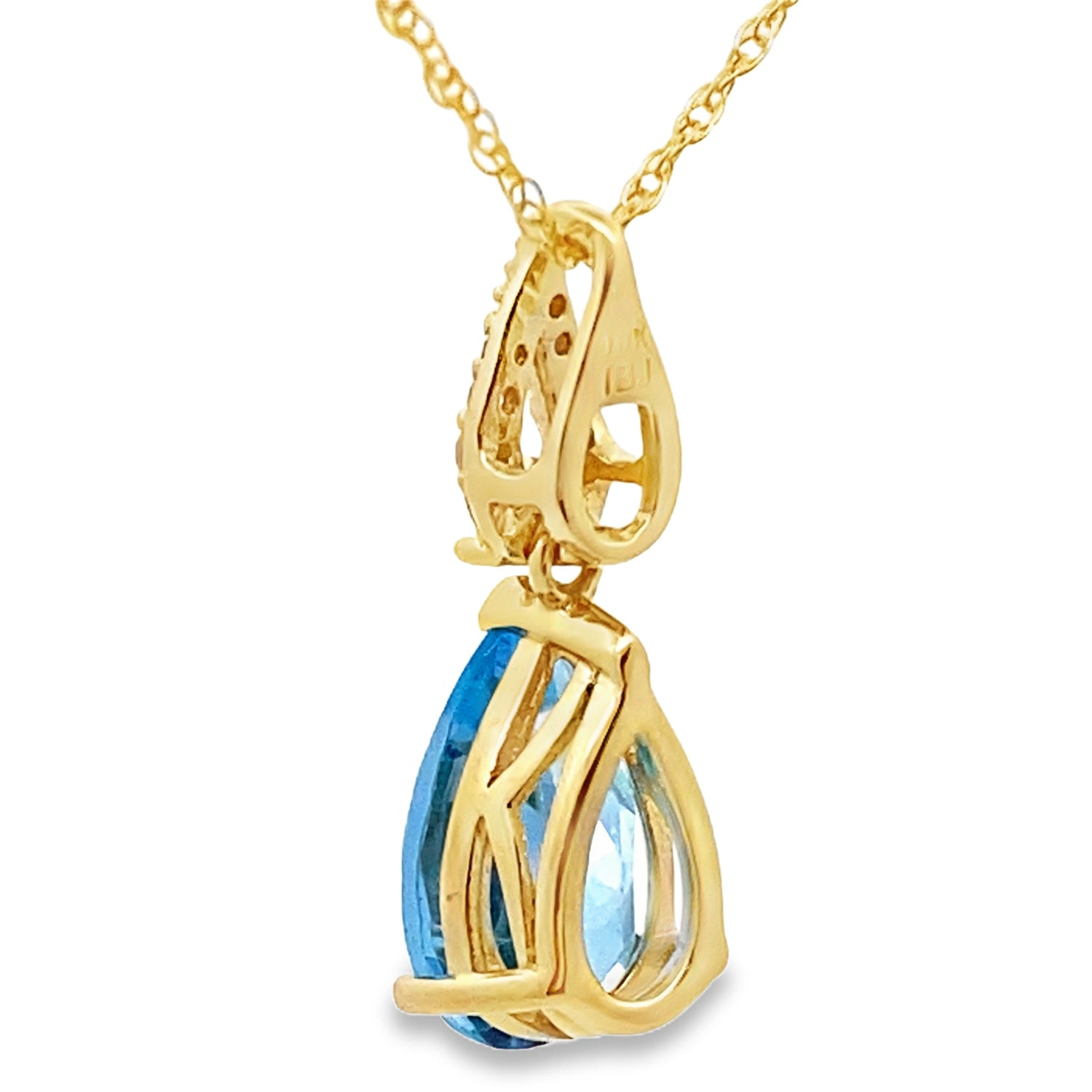 Blue Topaz Diamond Fashion Pendants 10KT Yellow Gold by Bids.com