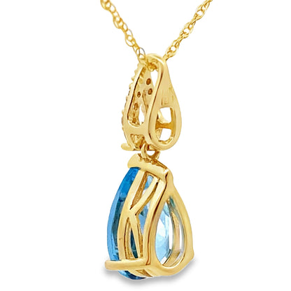 Blue Topaz Diamond Fashion Pendants 10KT Yellow Gold by Bids.com