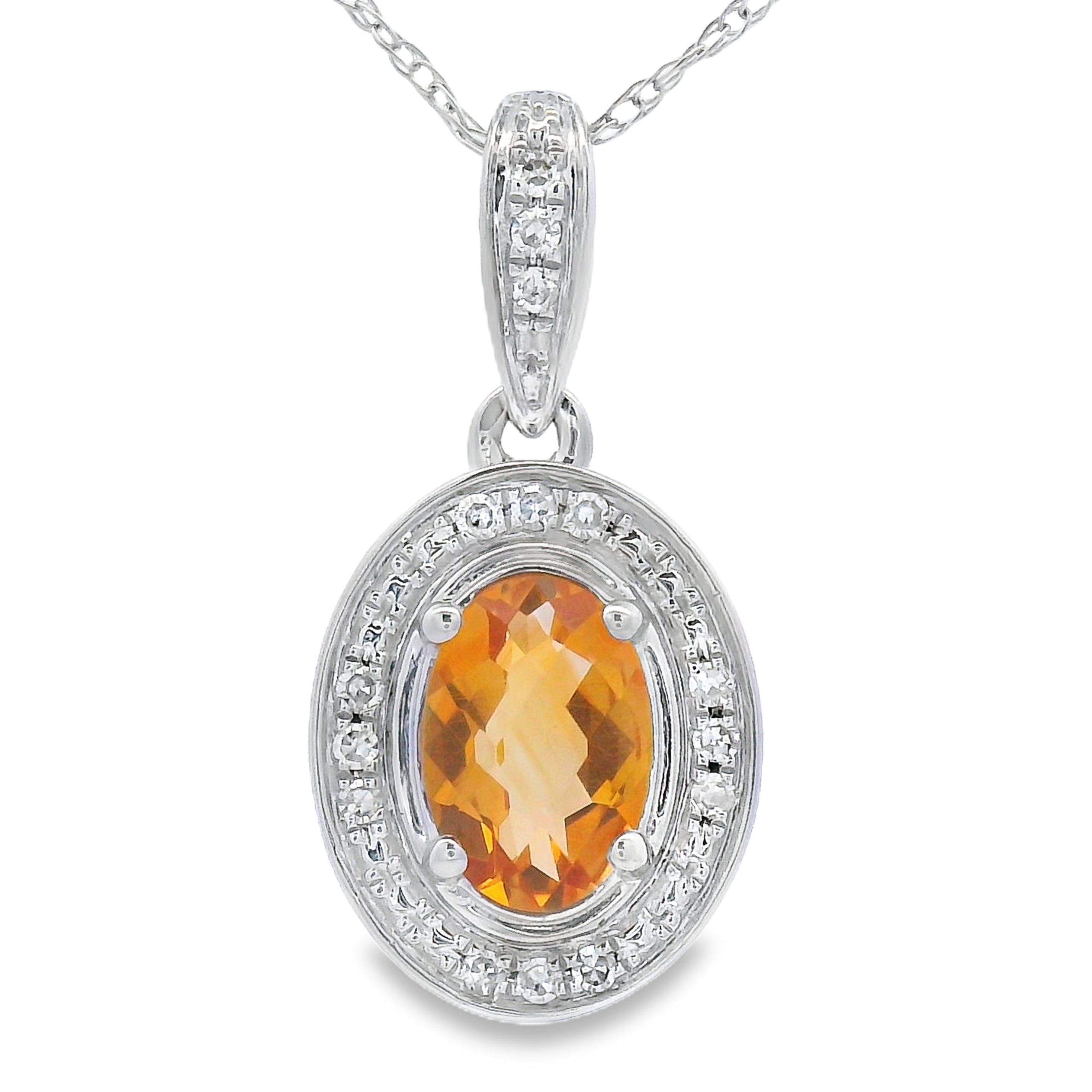 .48ct Citrine Diamond Fashion Pendants 10KT White Gold by Bids.com