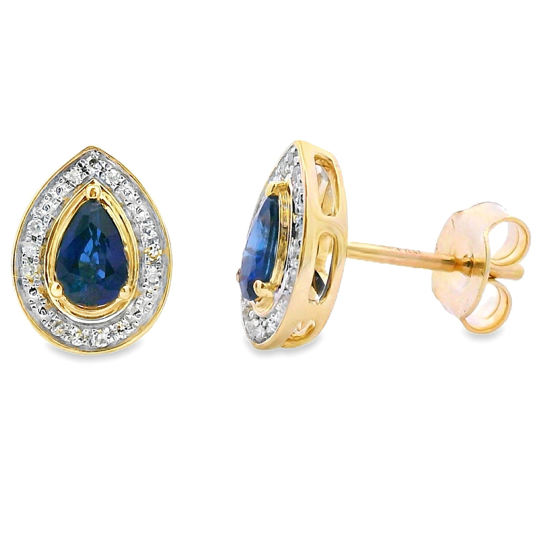 .58ct Sapphire Diamond Stud Earrings 10KT Yellow Gold by Bids.com