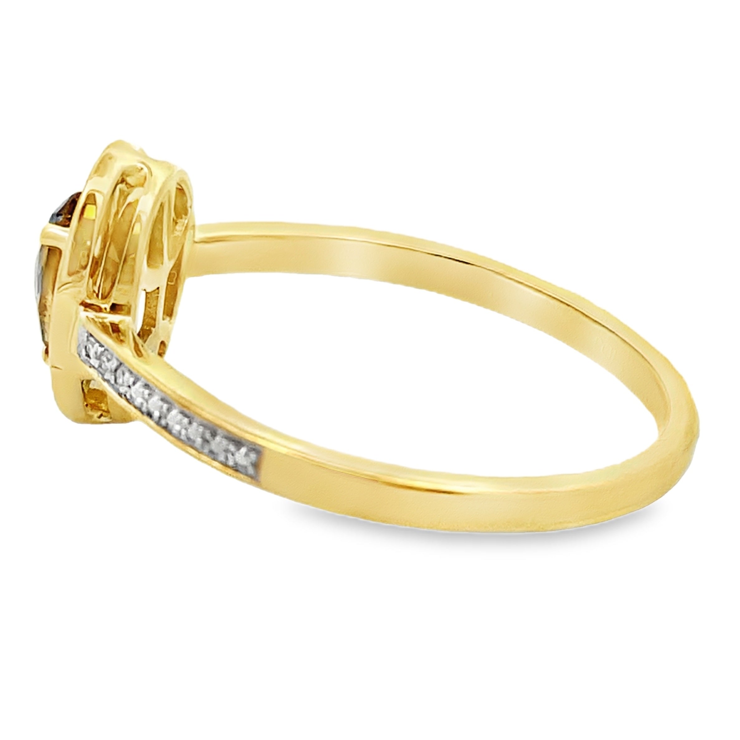 Natural .46ct Quartz Diamond Ring 10KT Yellow Gold by Bids.com