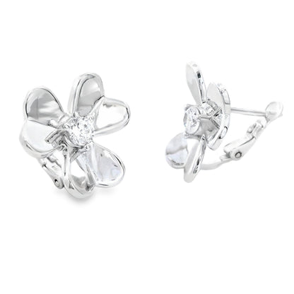 Natural Cubic Zirconia Flower Earrings Sterling Silver by Bids.com