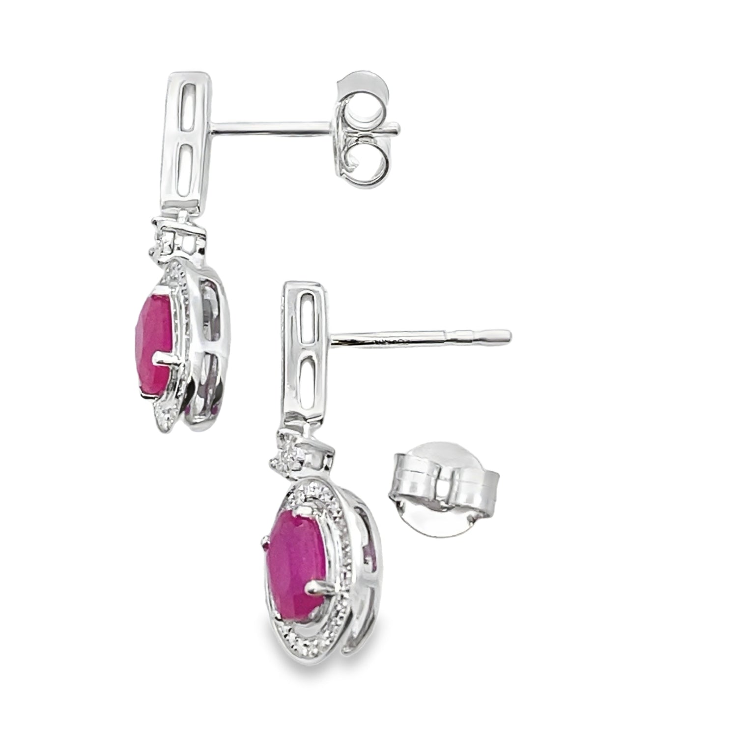1.40ct Ruby Diamond Dangle Earrings 10KT White Gold by Bids.com