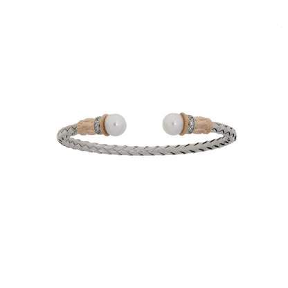 Genuine FW Pearl Bangle Bracelet Sterling Silver by Bids.com