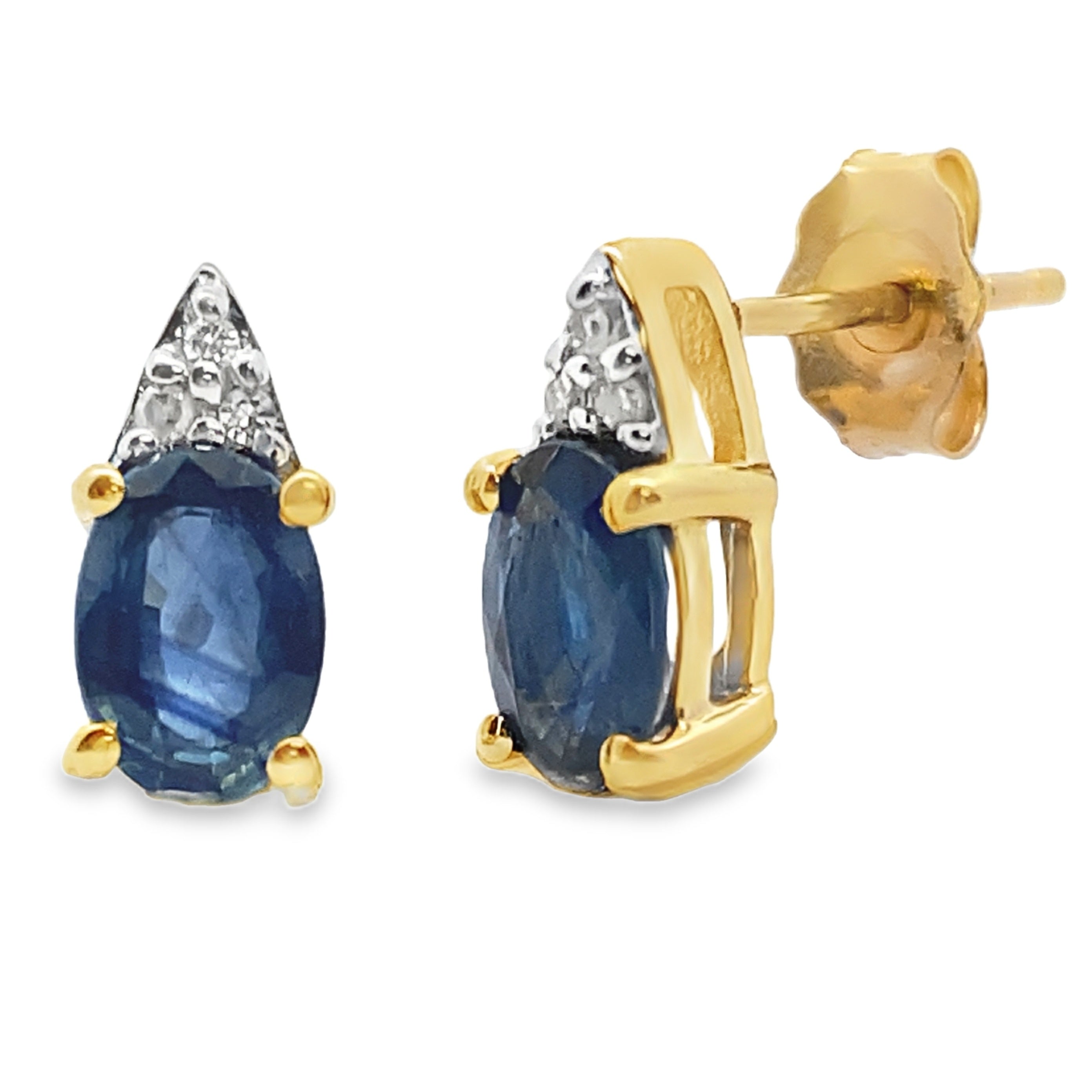 1.38ct Sapphire Diamond Stud Earrings 10KT Yellow Gold by Bids.com
