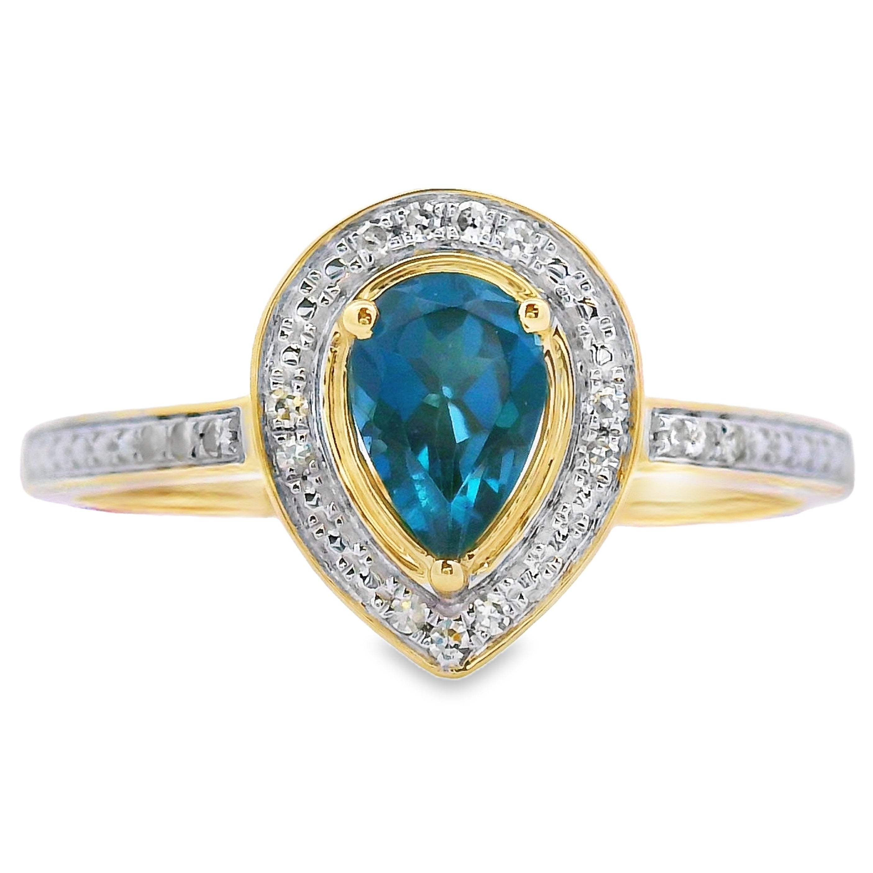 .54ct London Blue Topaz Diamond Ring 10KT Yellow Gold by Bids.com