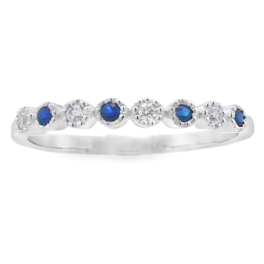 Sapphire Diamond stackable band set 14KT White Gold by Bids.com