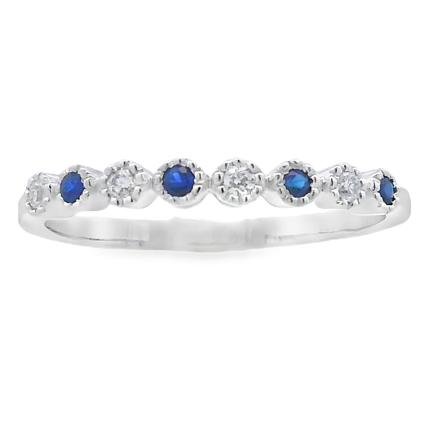 Sapphire Diamond stackable band set 14KT White Gold by Bids.com