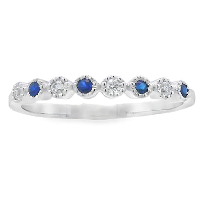 Sapphire Diamond stackable band set 14KT White Gold by Bids.com