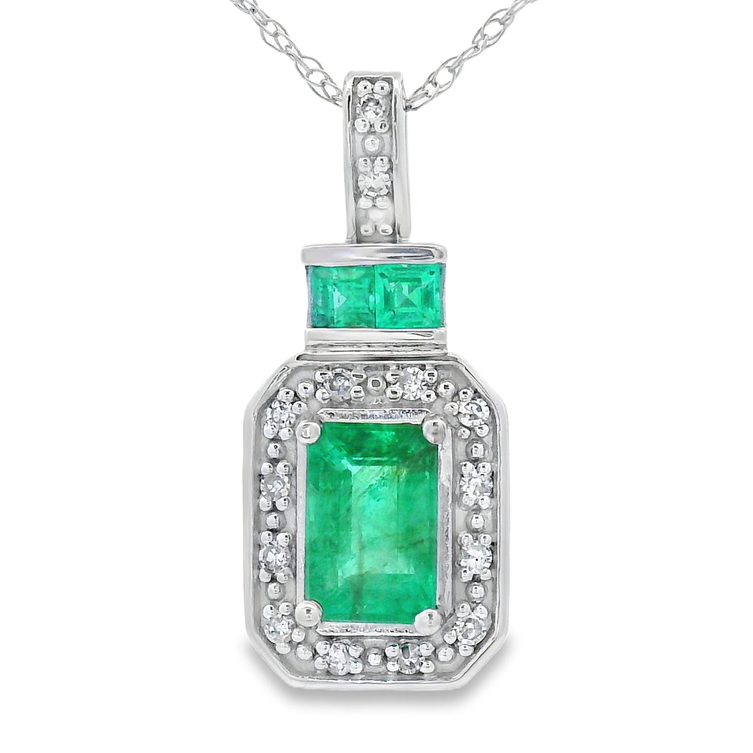 .64ct Emerald Diamond Fashion Pendants 14KT White Gold