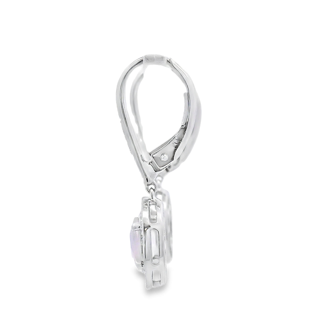 Rose Quartz Diamond Dangle Earrings 10KT White Gold by Bids.com