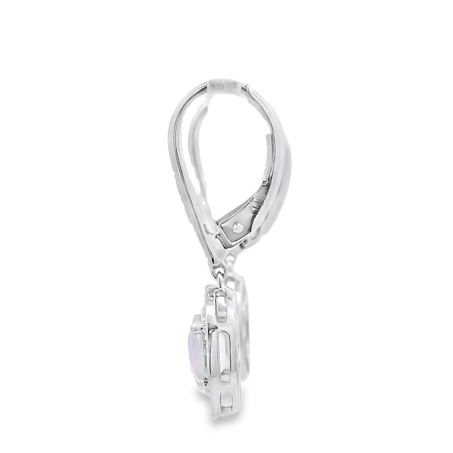 Rose Quartz Diamond Dangle Earrings 10KT White Gold by Bids.com