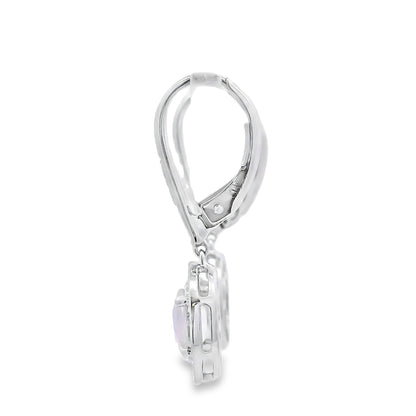 Rose Quartz Diamond Dangle Earrings 10KT White Gold by Bids.com