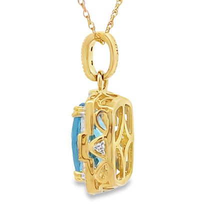Blue Topaz Diamond Fashion Pendants 10KT Yellow Gold by Bids.com