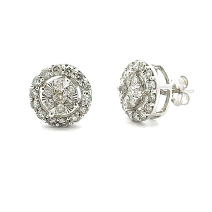 Natural 1.00ct Diamond Stud Earrings 10KT White Gold by Bids.com