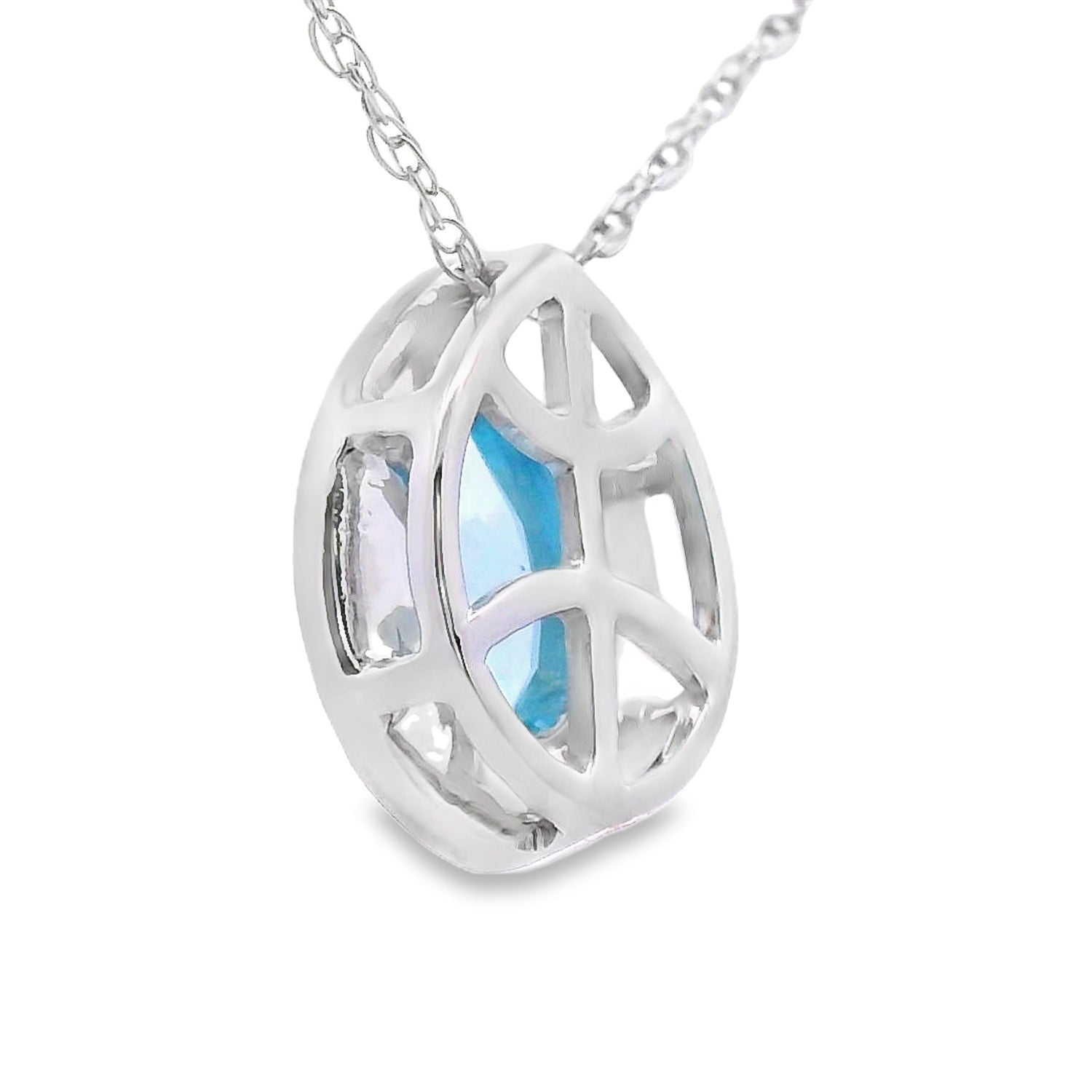 Blue Topaz Diamond Fashion Pendants 10KT White Gold by Bids.com