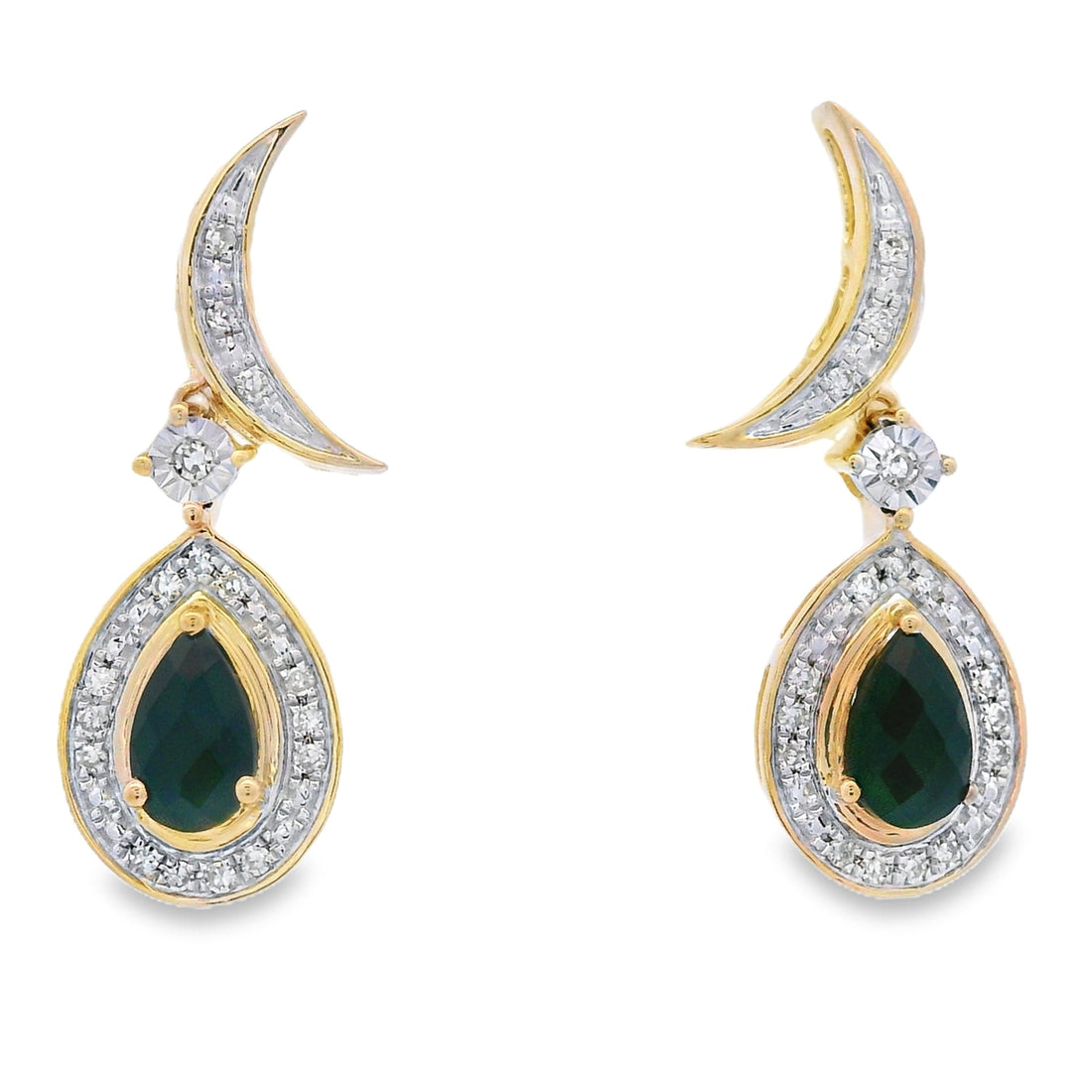 .55ct Onyx Diamond Dangle Earrings 10KT Yellow Gold by Bids.com