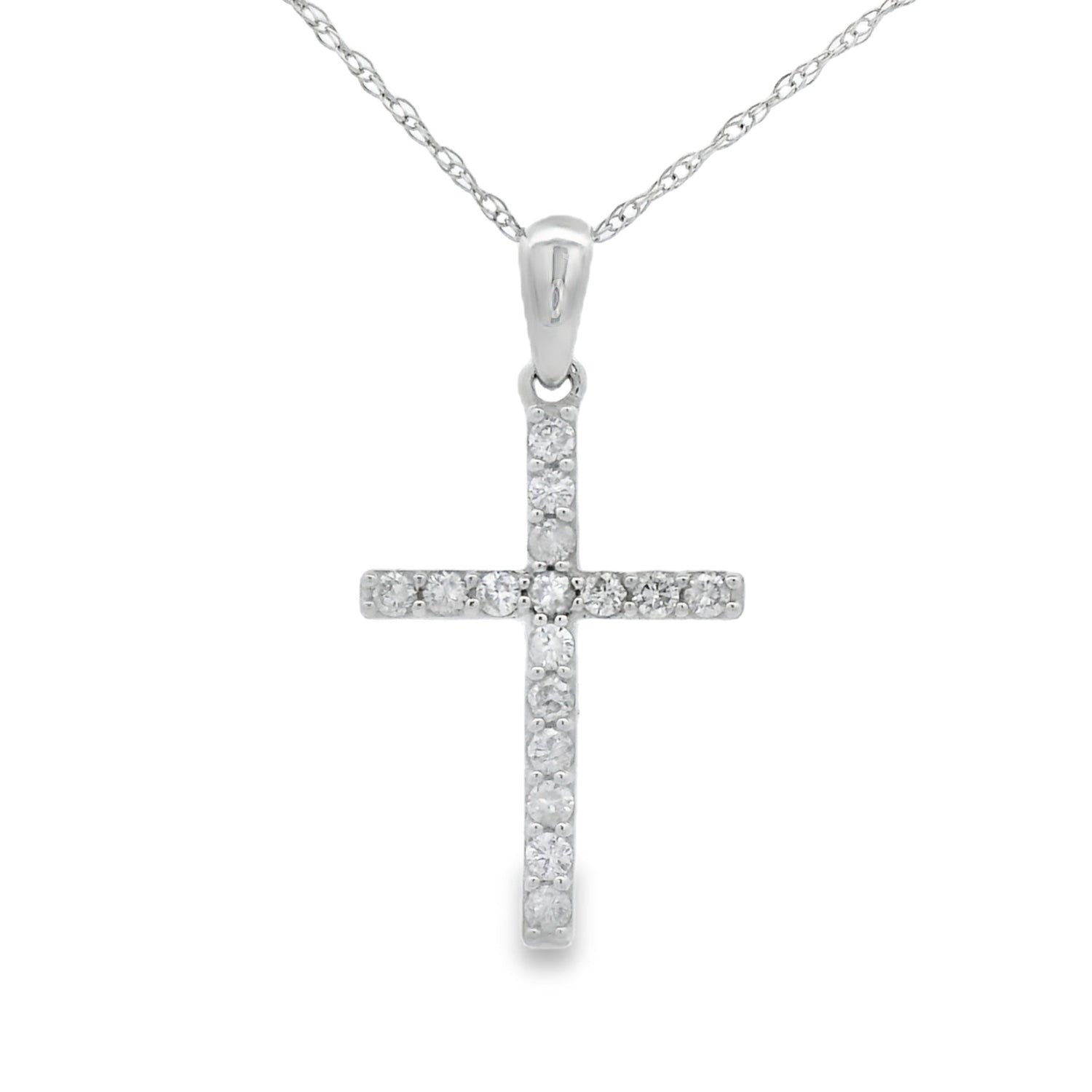 .19ct Diamond Cross Religious Pendant 14KT White Gold by Bids.com