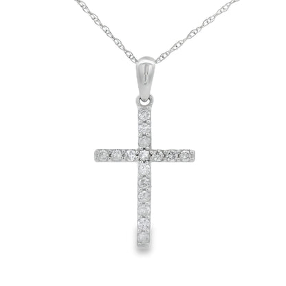 .19ct Diamond Cross Religious Pendant 14KT White Gold by Bids.com