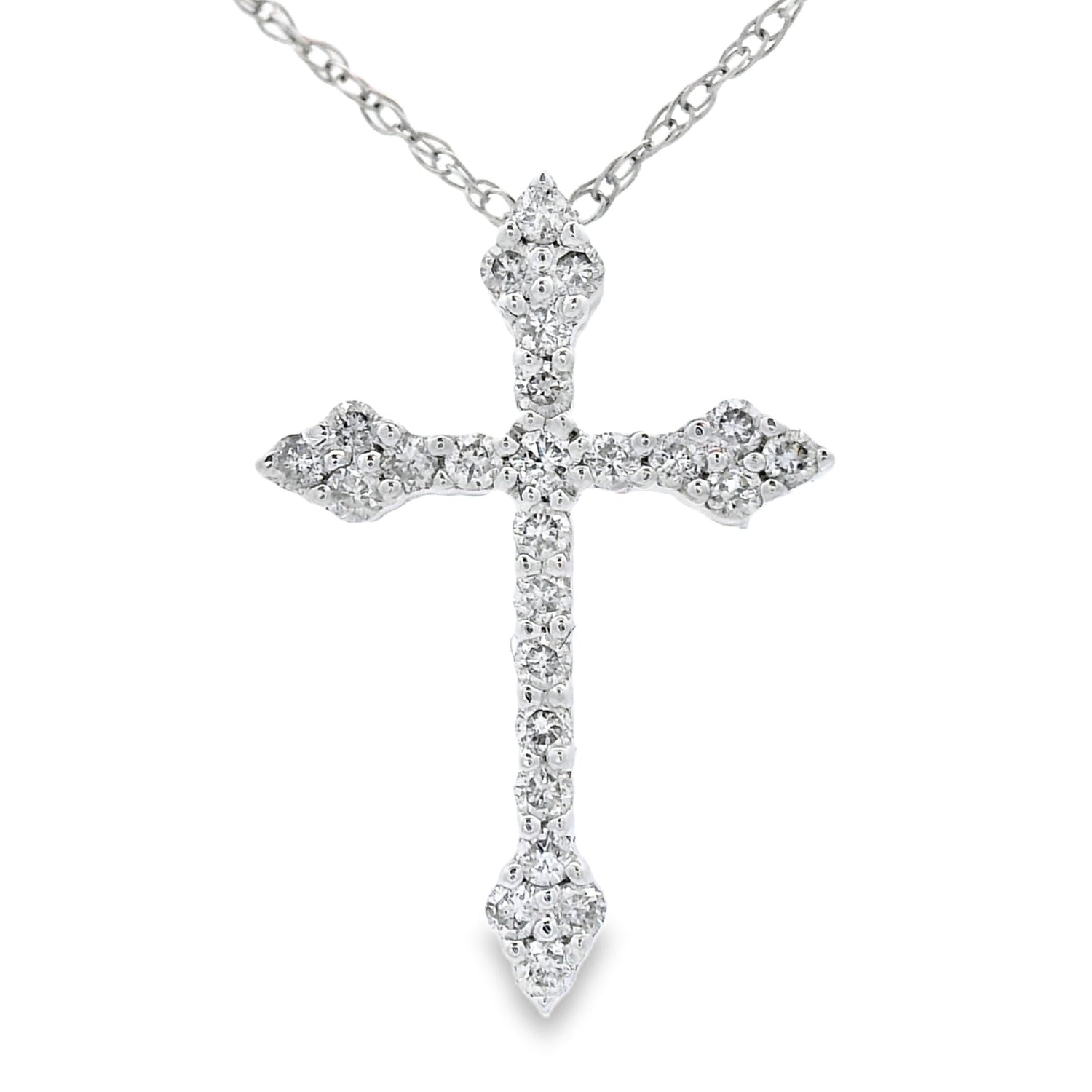 .16ct Diamond Cross Religious Pendant 14KT White Gold by Bids.com
