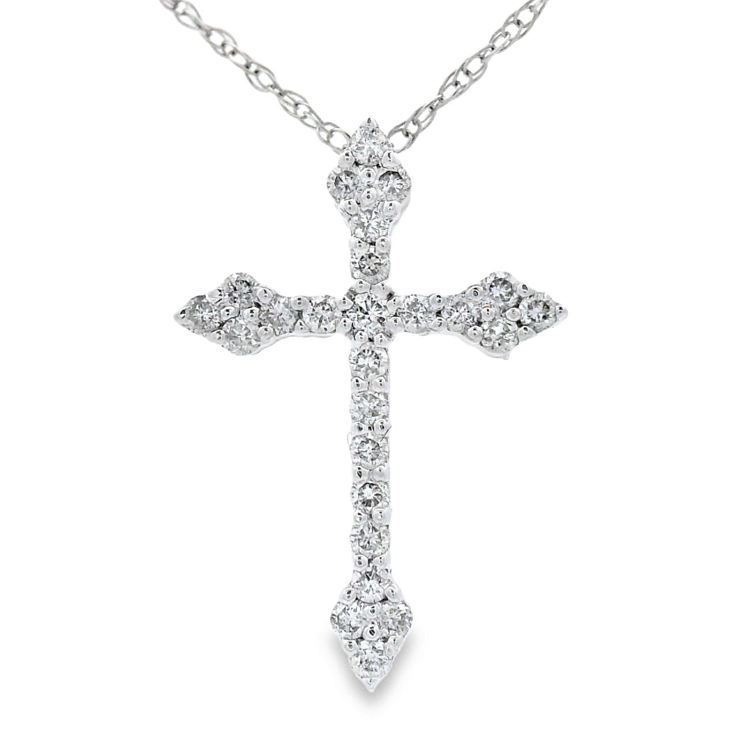 .16ct Diamond Cross Religious Pendant 14KT White Gold by Bids.com