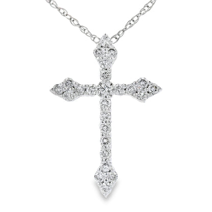 .16ct Diamond Cross Religious Pendant 14KT White Gold by Bids.com