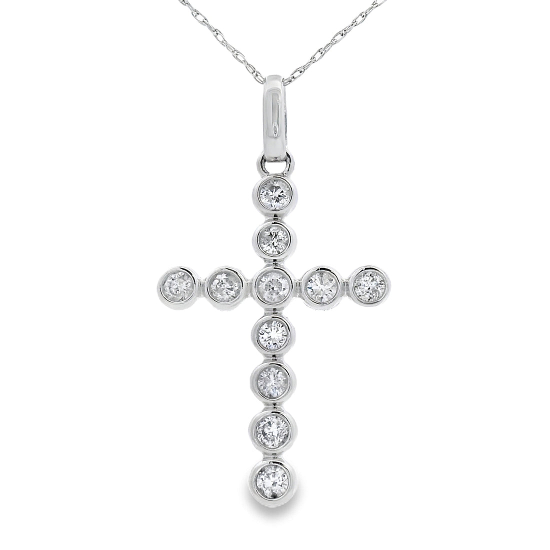 .50ct Diamond Cross Religious Pendant 14KT White Gold by Bids.com