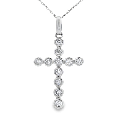 .50ct Diamond Cross Religious Pendant 14KT White Gold by Bids.com