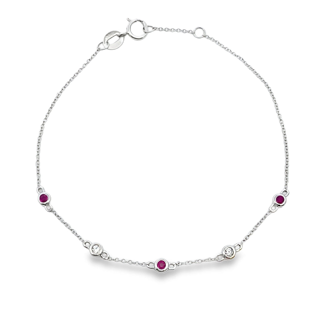 Natural .17ct Ruby Diamond Bracelet 14KT White Gold by Bids.com